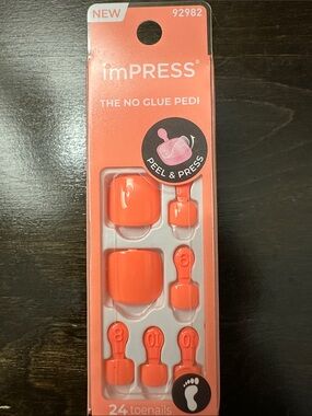 imPRESS Peel & Press Pedicure Toenails in Vibrant Coral Orange